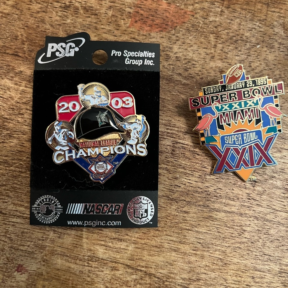 2003 National League Champions Pin and Super Bowl XXIX Pin